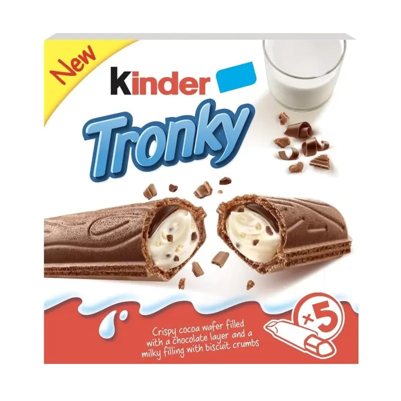 Kinder Tronky Crispy Cacao Limited Edition wafer con crema al latte e pezzi di biscotto confezione da 5 snack 90 g