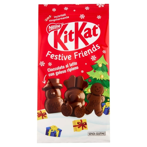 KitKat Festive Friends cioccolato al latte ripieni di crema al cacao e cereali croccanti da 147g