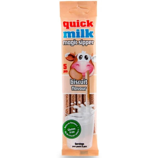 Quick Milk Magic Sipper Biscuit Flavour cannucce con perline per aromatizzare il latte al gusto di biscotto da 30 g