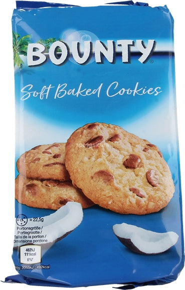 Bounty Soft Baked Cookies biscotti morbidi con gocce di cioccolato al latte e cocco da 180 g