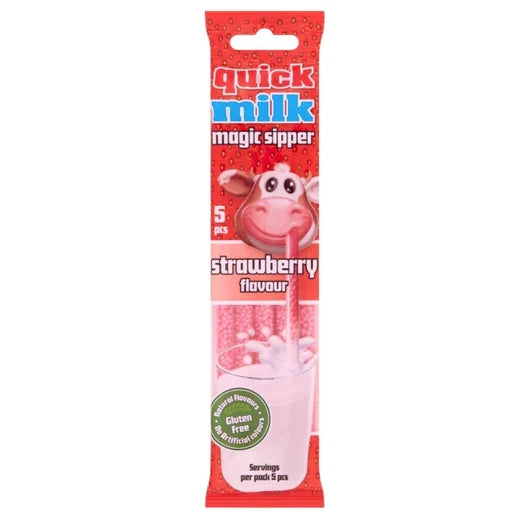 Quick Milk Magic Sipper StrawberryFlavour cannucce con perline per aromatizzare il latte al gusto di fragola da 30 g