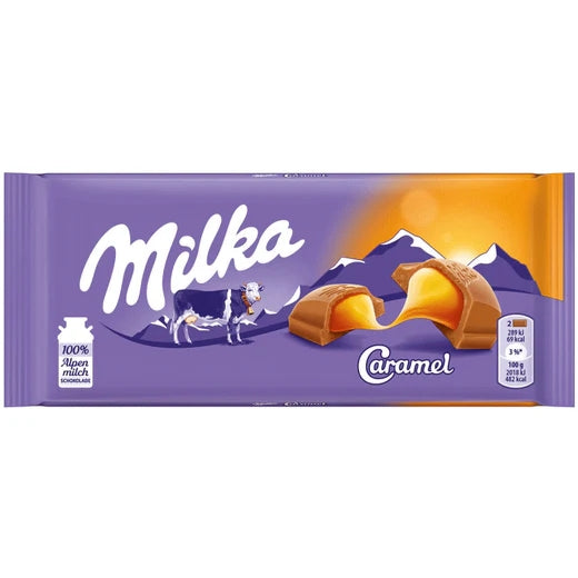 Milka Caramel barretta di cioccolato al latte ripiena di caramello da 100 g