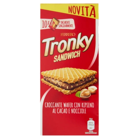 Tronky Sandwich wafer ripieno di crema al cacao e nocciole da 220 g