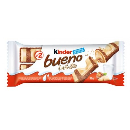 Kinder Bueno White wafer ricoperto di cioccolato bianco e ripieno di crema alla nocciola da 21.5 g