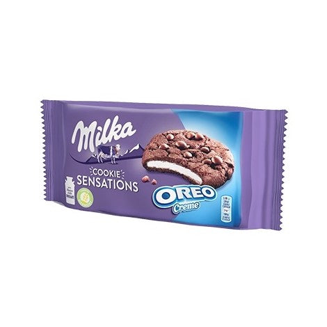 Milka Sensations Cookies Oreo Creme biscotti al cacao con pepite di cioccolato con crema alla vaniglia oreo da 156 g