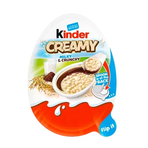 Kinder Creamy Milky e Crunchy cioccolato Kinder con crema al latte e riso soffiato da19 g