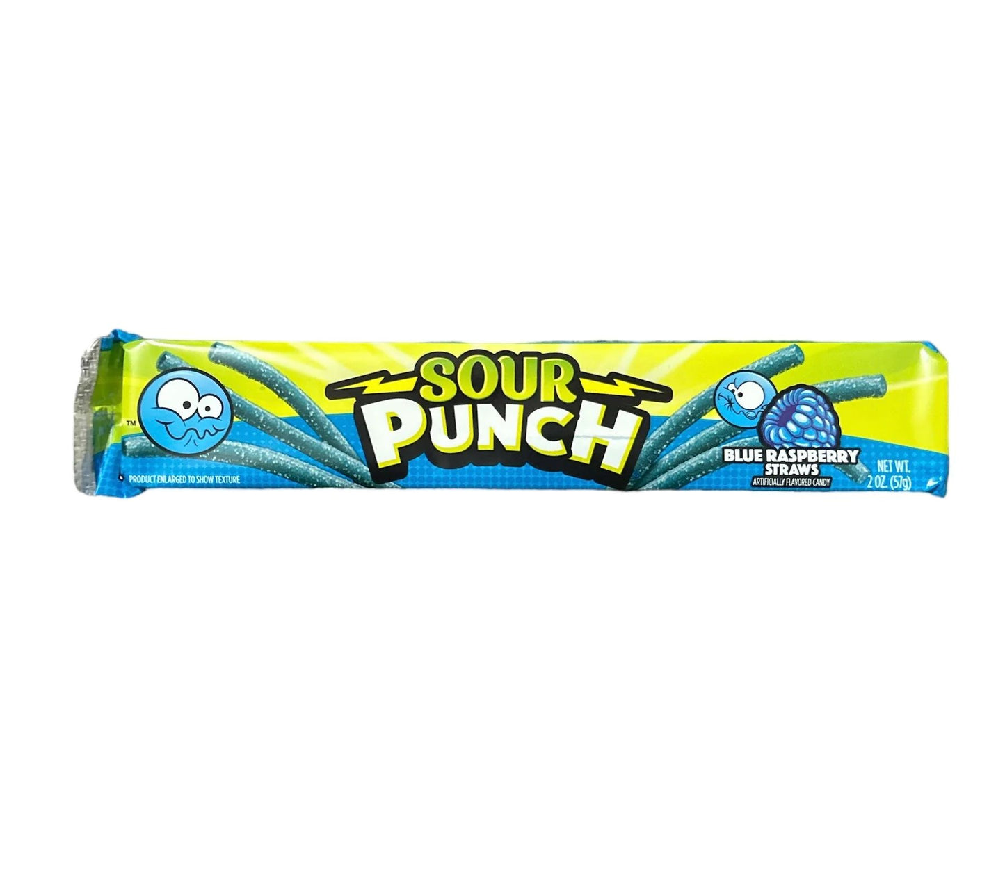 Sour Punch Blue Raspberry Straws caramelle aspre al gusto di lampone da 57 g